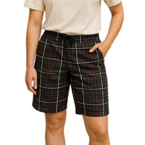 THE NORTH FACE Plaid Bermuda Style Shorts Black Pink Hike Gorpcore Granola 14